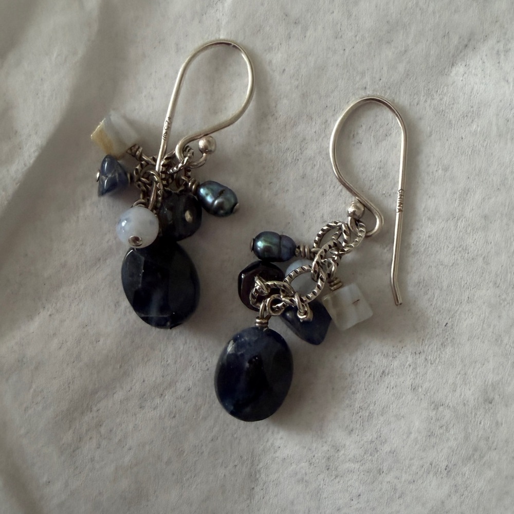 Silpada Silver and Dark Blue Cluster Earrings